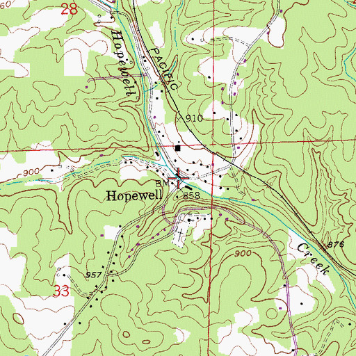 Topographic Map of Hopewell, MO