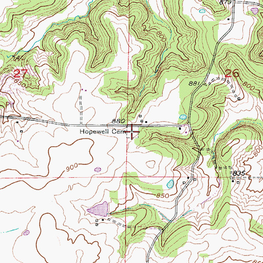 Topographic Map of Hopewell Cemetery, MO