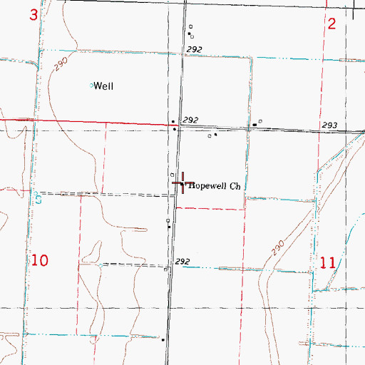 Topographic Map of Hopewell Church, MO