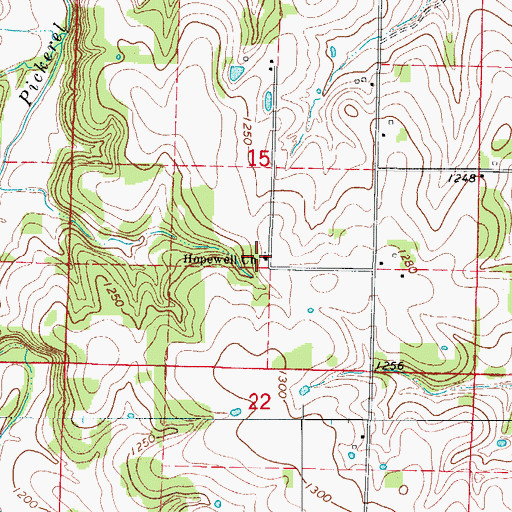 Topographic Map of Hopewell Church, MO
