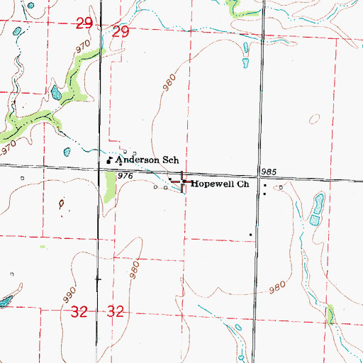 Topographic Map of Hopewell Church, MO