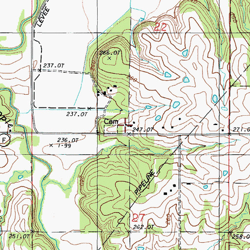 Topographic Map of Hopewell Church, MO
