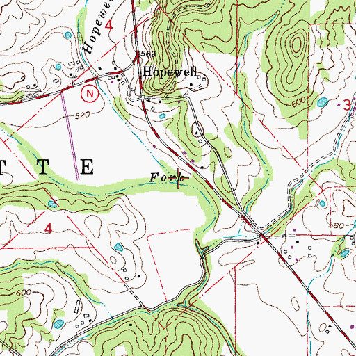 Topographic Map of Hopewell Creek, MO