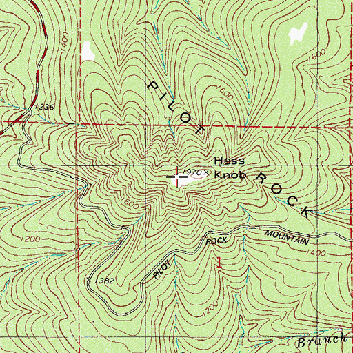 Topographic Map of Hess Knob, AR