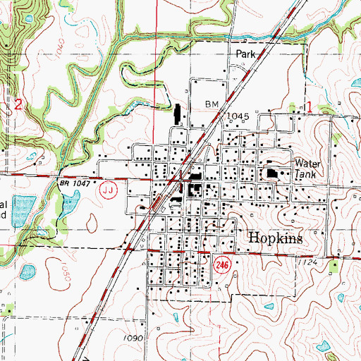 Topographic Map of Hopkins, MO