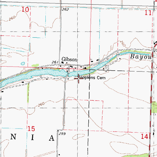 Topographic Map of Hopkins Cemetery, MO