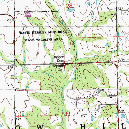 Topographic Map of Hopkins Cemetery, MO
