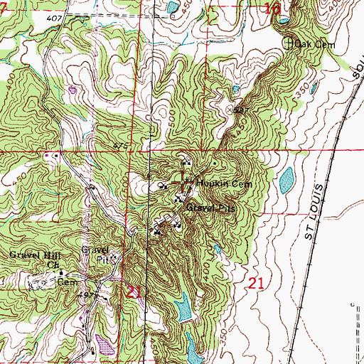 Topographic Map of Hopkins Cemetery, MO