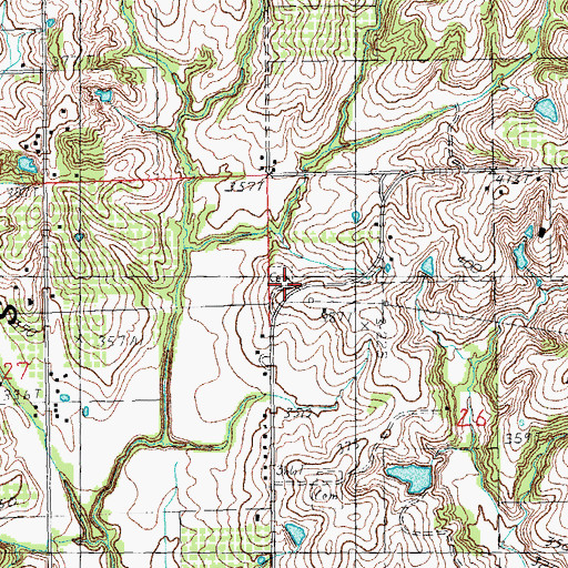 Topographic Map of Hopwood Cemetery, MO