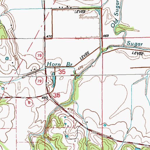 Topographic Map of Horn Branch, MO