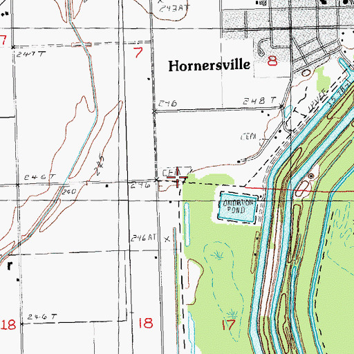 Topographic Map of Hornersville Cemetery, MO