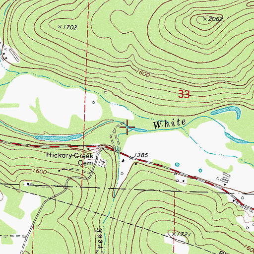 Topographic Map of Hickory Creek, AR