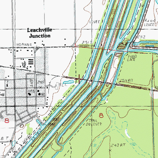 Topographic Map of Hornersville Gage, MO
