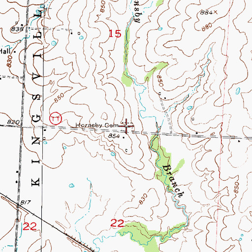Topographic Map of Hornsby Cemetery, MO