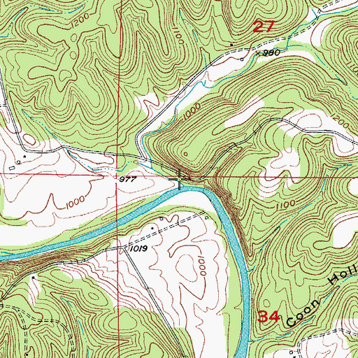 Topographic Map of Horse Creek, MO