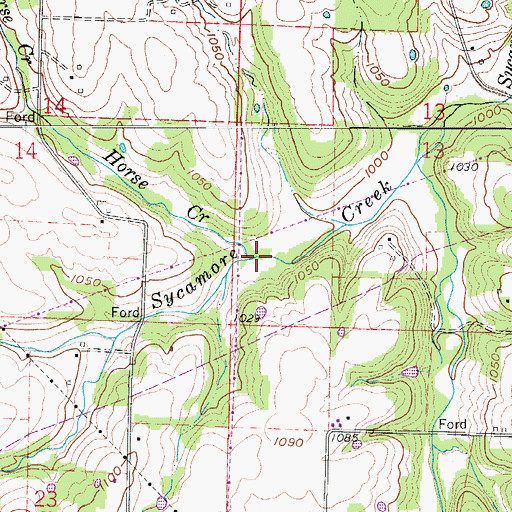 Topographic Map of Horse Creek, MO