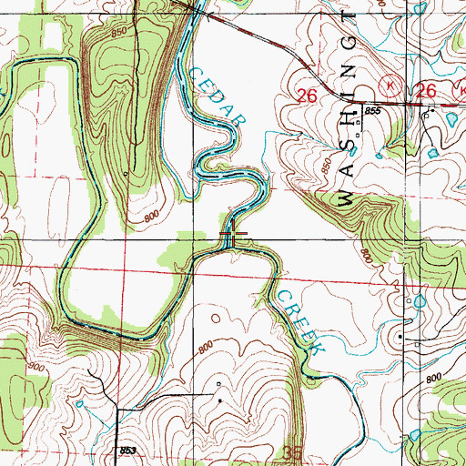 Topographic Map of Horse Creek, MO