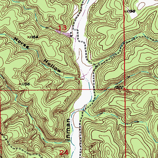 Topographic Map of Horse Hollow, MO