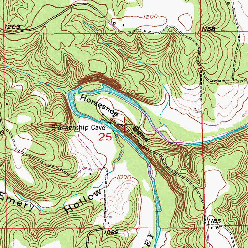 Topographic Map of Horseshoe Bend, MO
