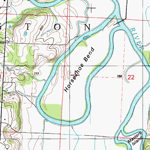 Topographic Map of Horseshoe Bend, MO