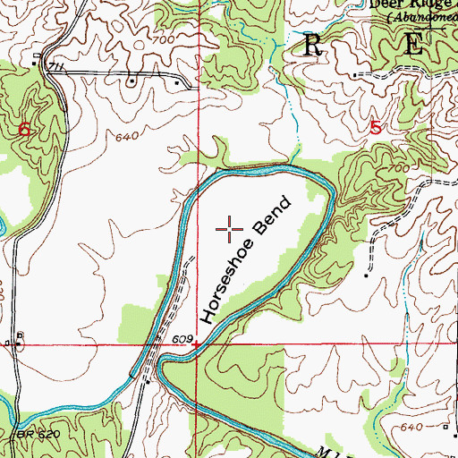 Topographic Map of Horseshoe Bend, MO