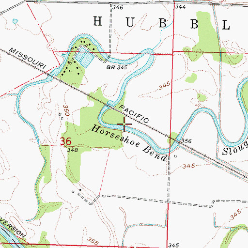 Topographic Map of Horseshoe Bend Slough, MO