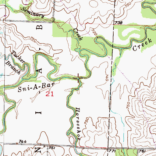 Topographic Map of Horseshoe Creek, MO