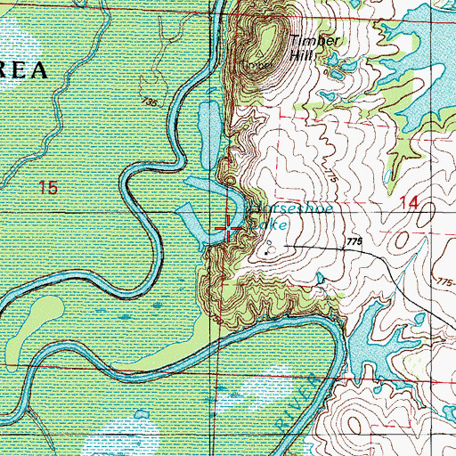 Topographic Map of Horseshoe Lake, MO