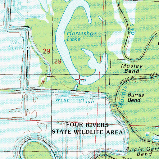 Topographic Map of Horseshoe Lake, MO
