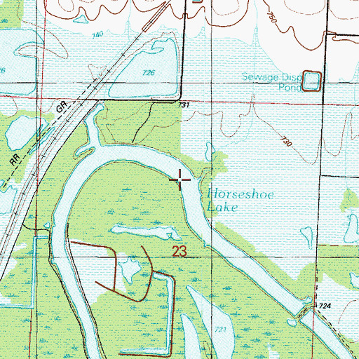 Topographic Map of Horseshoe Lake, MO