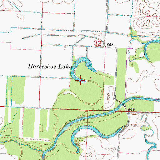 Topographic Map of Horseshoe Lake, MO