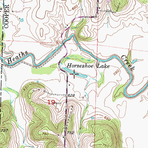 Topographic Map of Horseshoe Lake, MO