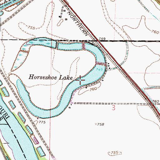 Topographic Map of Horseshoe Lake, MO