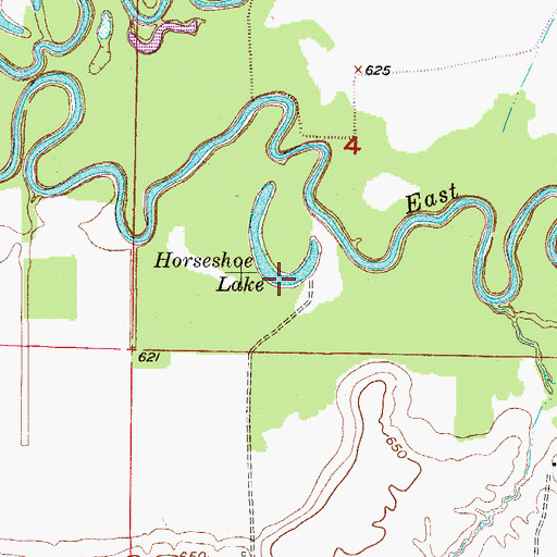 Topographic Map of Horseshoe Lake, MO