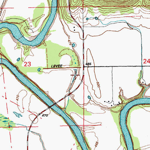 Topographic Map of Horseshoe Lake, MO