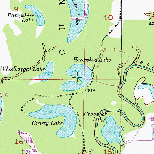 Topographic Map of Horseshoe Lake, MO
