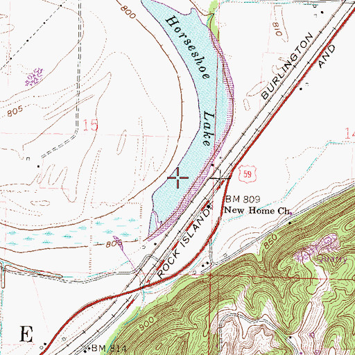 Topographic Map of Horseshoe Lake, MO