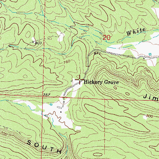Topographic Map of Hickory Grove, AR