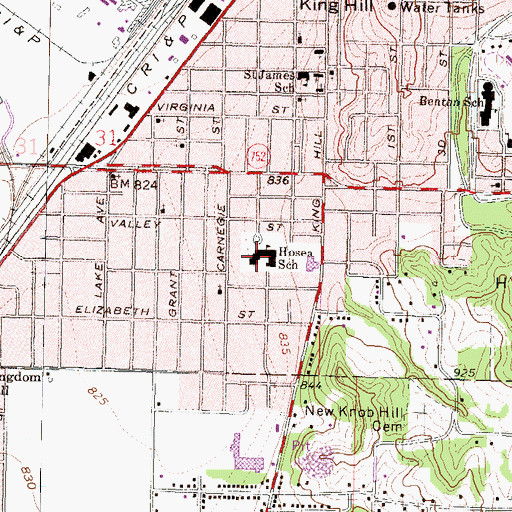 Topographic Map of Hosea Elementary School, MO