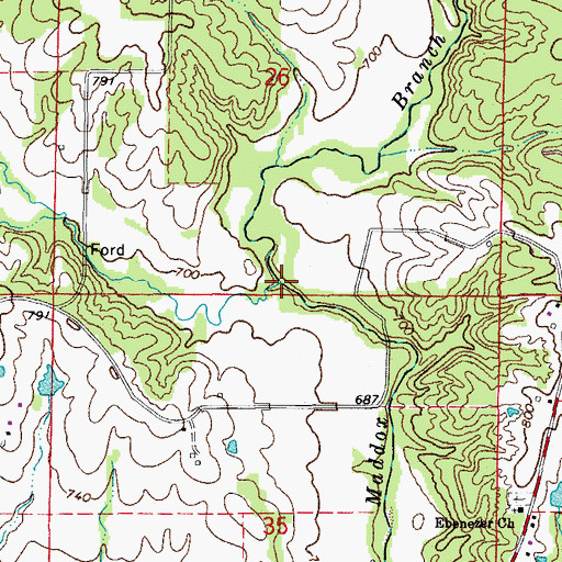 Topographic Map of Houfs Branch, MO