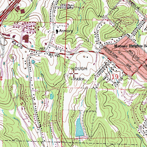 Topographic Map of Hough Park, MO