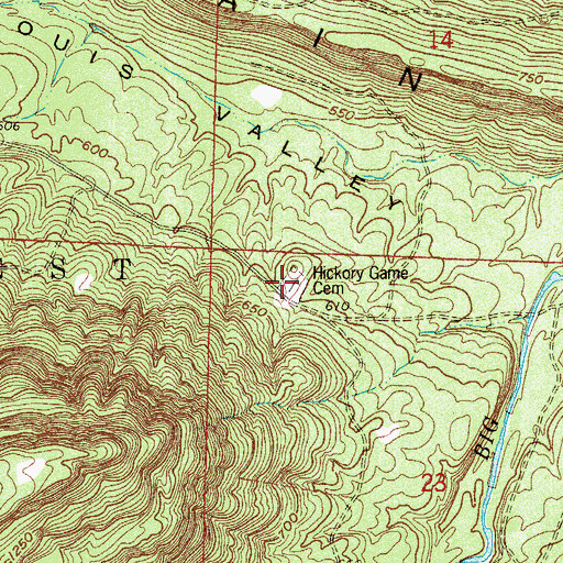 Topographic Map of Hickory Grove Cemetery, AR