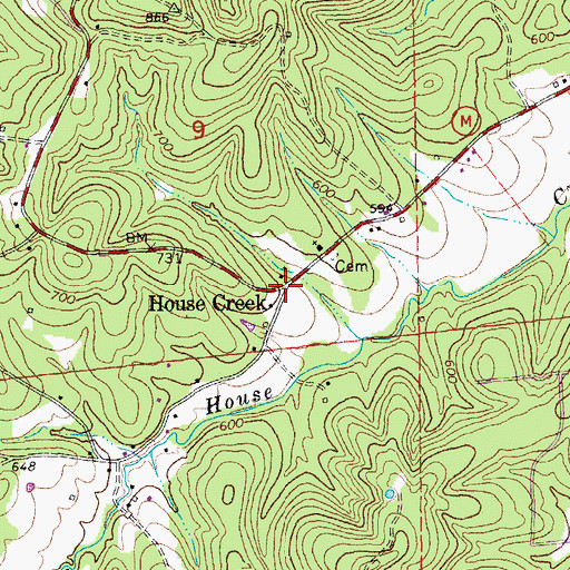 Topographic Map of House Creek, MO