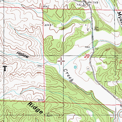 Topographic Map of House Hollow, MO