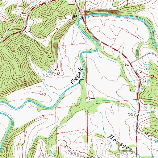 Topographic Map of Housgen Creek, MO