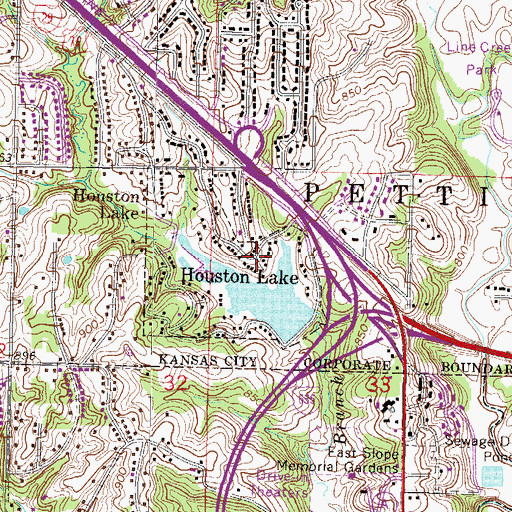 Topographic Map of Houston Lake, MO