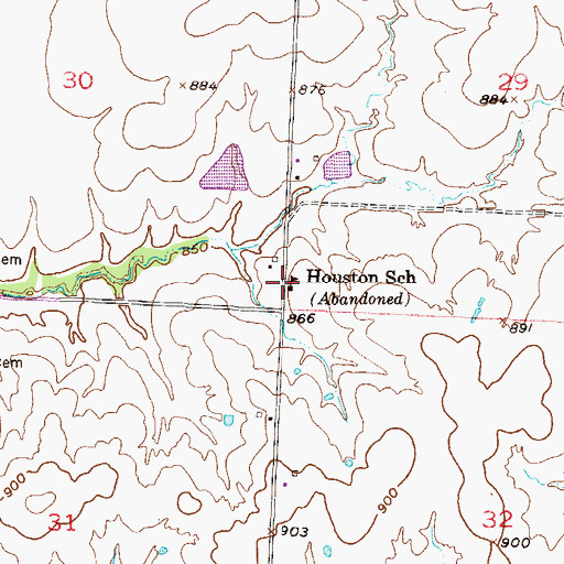 Topographic Map of Houston School (historical), MO