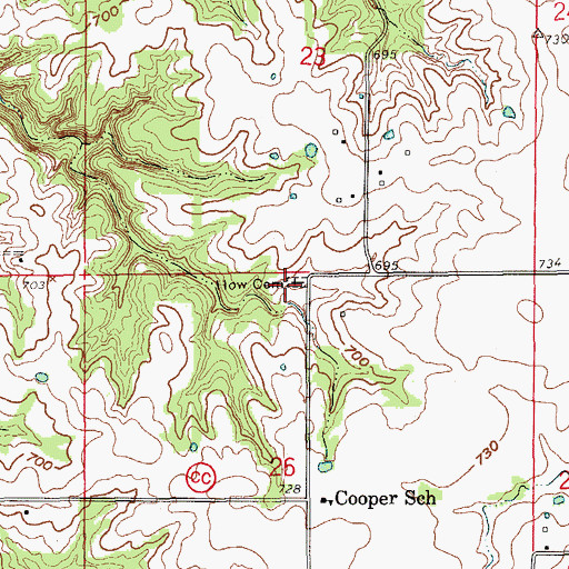 Topographic Map of How Cemetery, MO