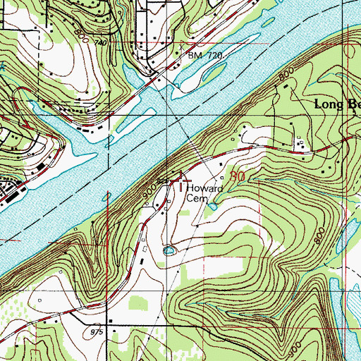 Topographic Map of Howard Cemetery, MO