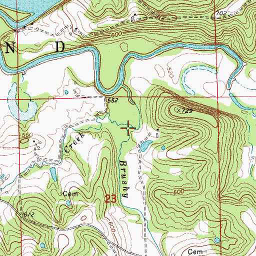 Topographic Map of Howard Creek, MO